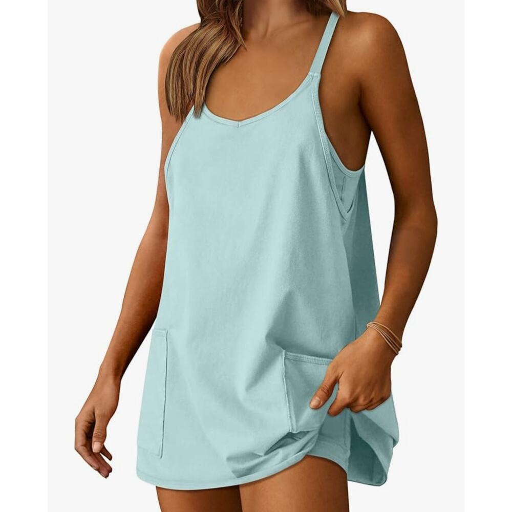 Anrabess Mini Romper Dress MINT GREEN